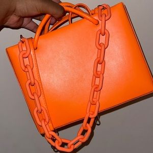 Orange Minimalist Double Satchel Bag
